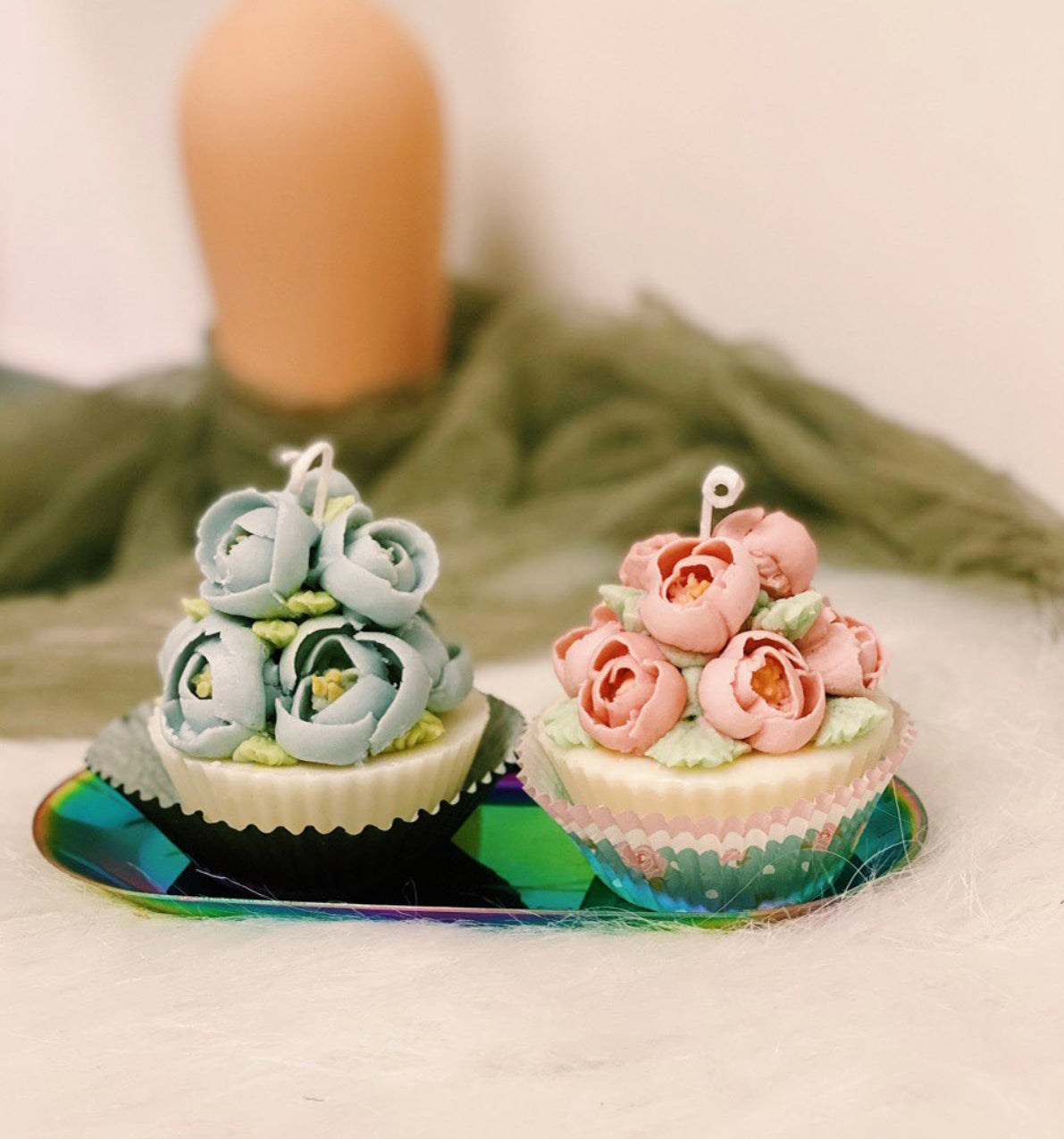 韓式大豆蠟裱花杯子蛋糕蠟燭